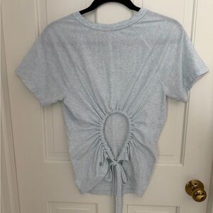 Light Blue Ruched Back Women Top